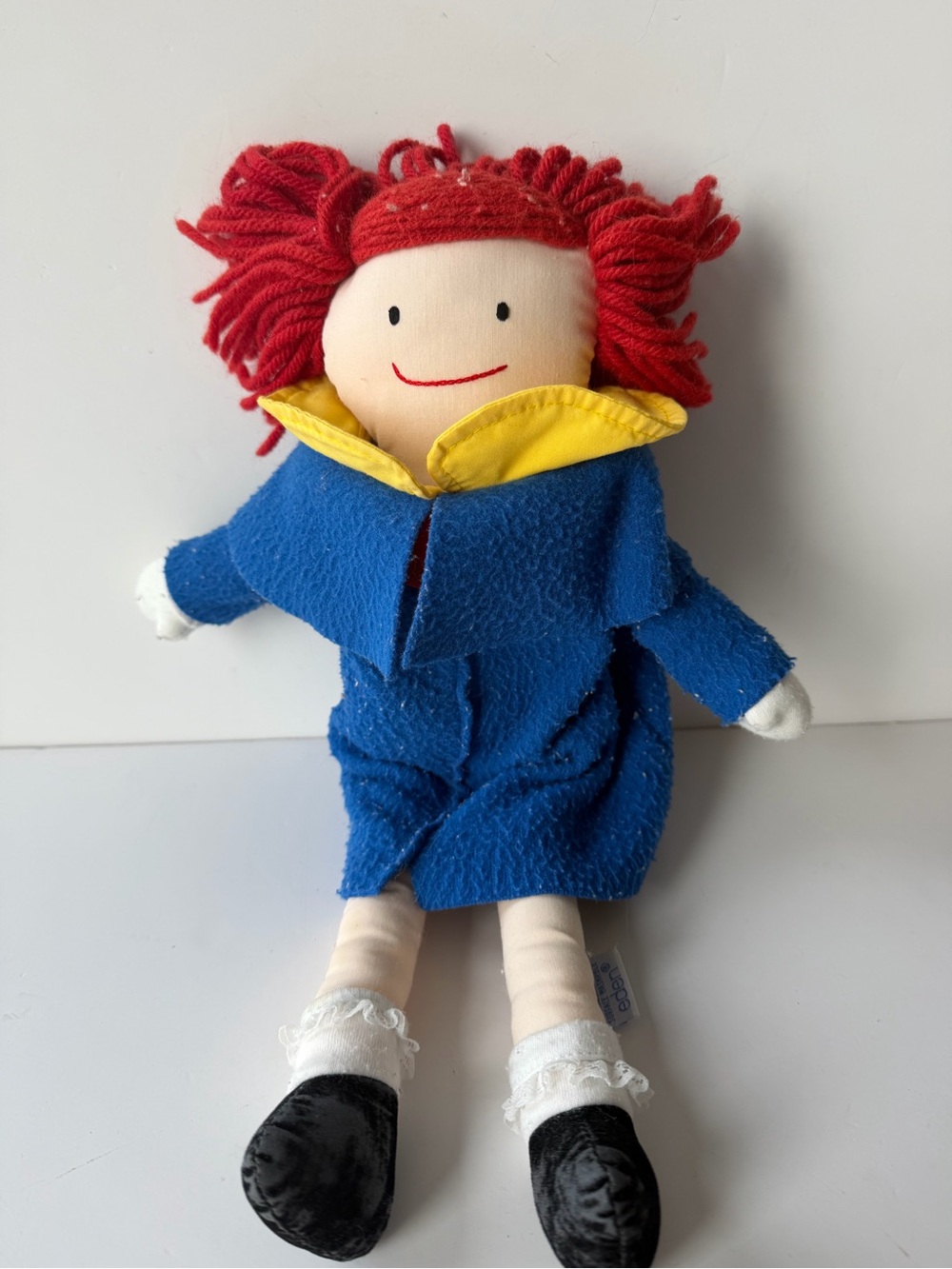 Vintage 1990 Eden Madeline Plush Doll Blue Coat 14 inch